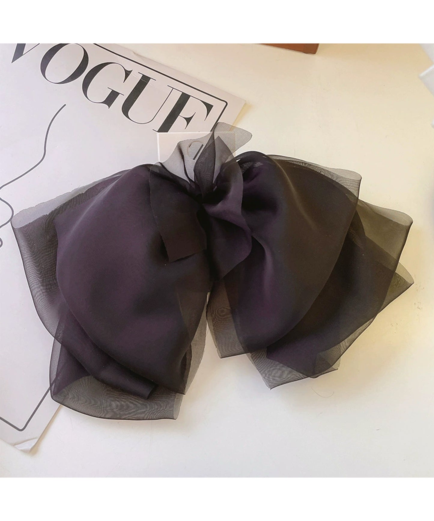 シフォン ビッグ リボン ヘア バレッタ