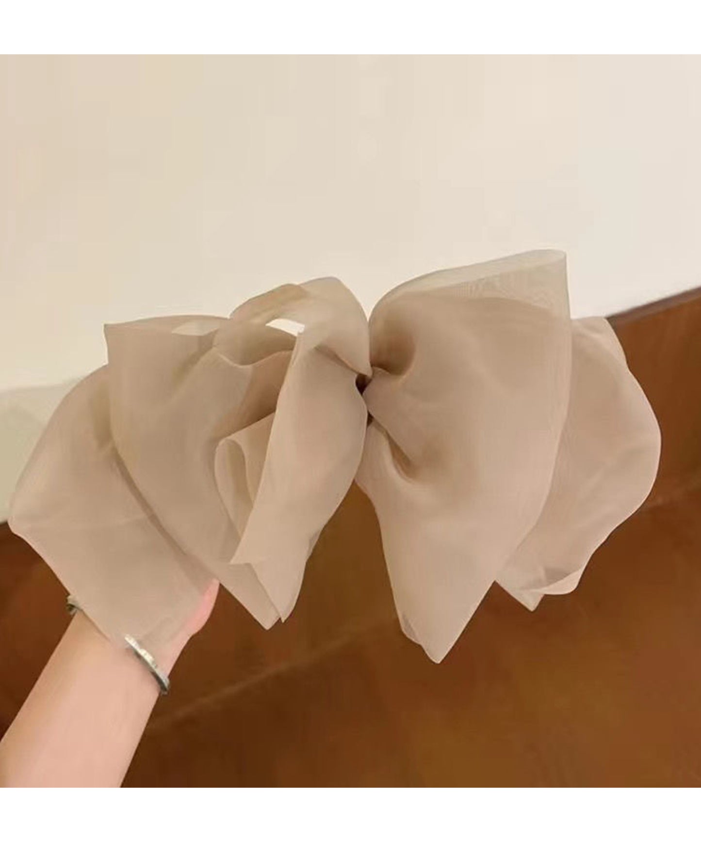 シフォン ビッグ リボン ヘア バレッタ
