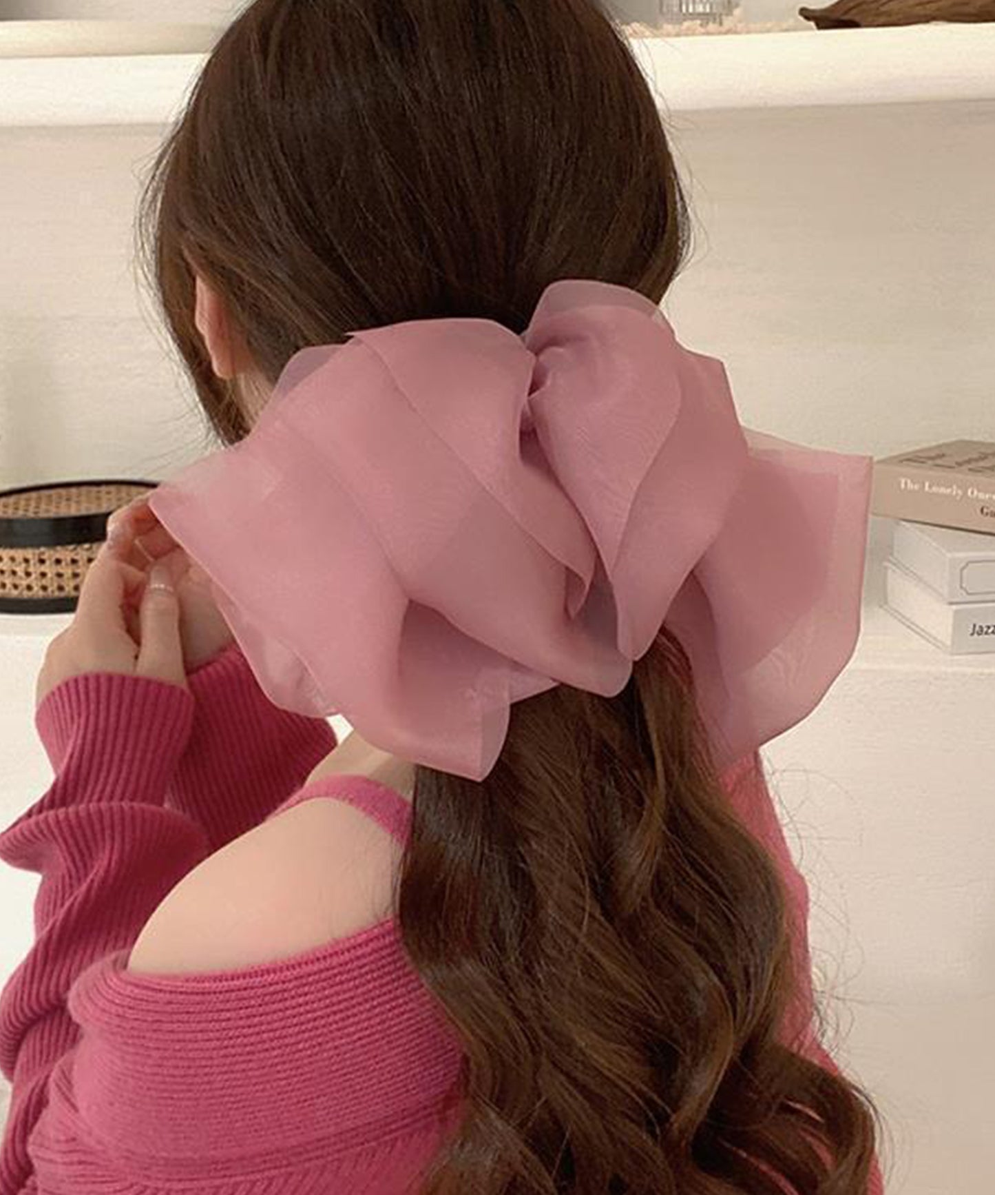 シフォン ビッグ リボン ヘア バレッタ