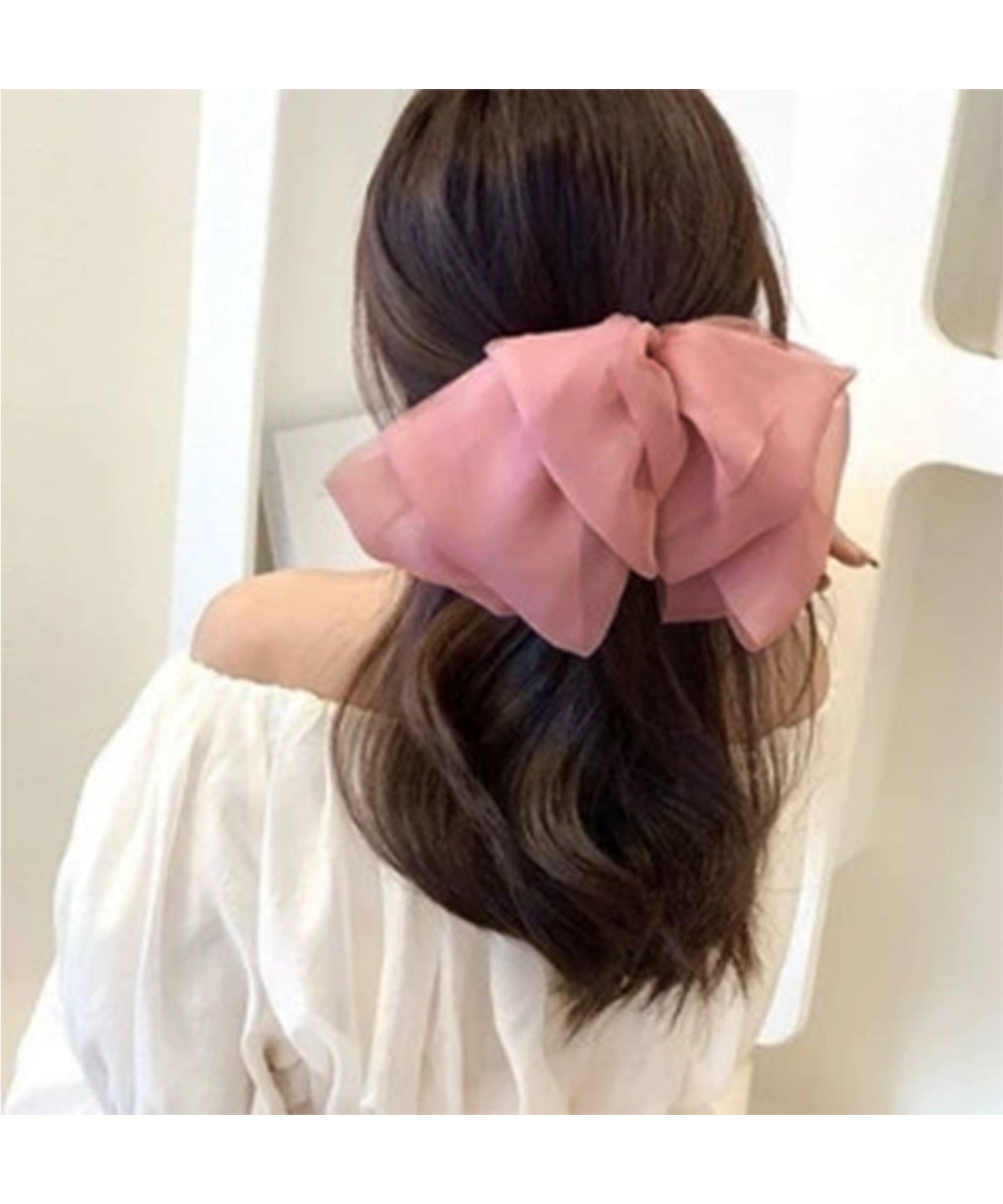 シフォン ビッグ リボン ヘア バレッタ