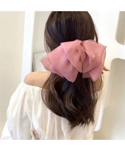 シフォン ビッグ リボン ヘア バレッタ