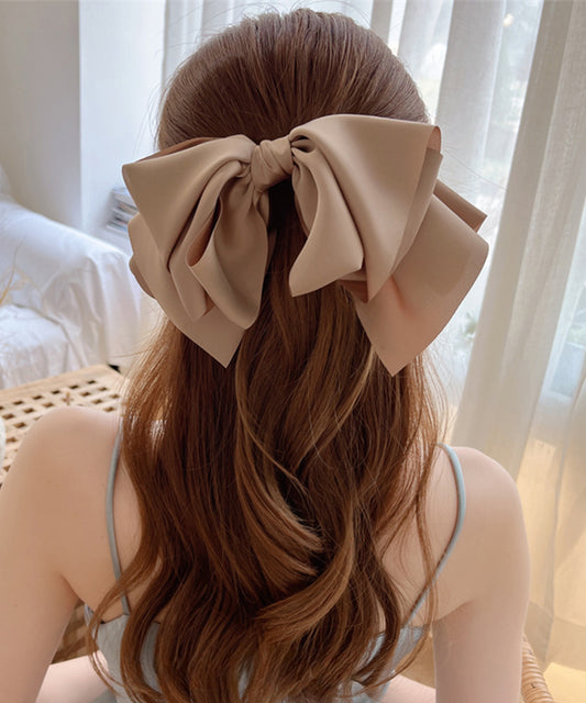 サテン調 ビッグ リボン ヘア バレッタ