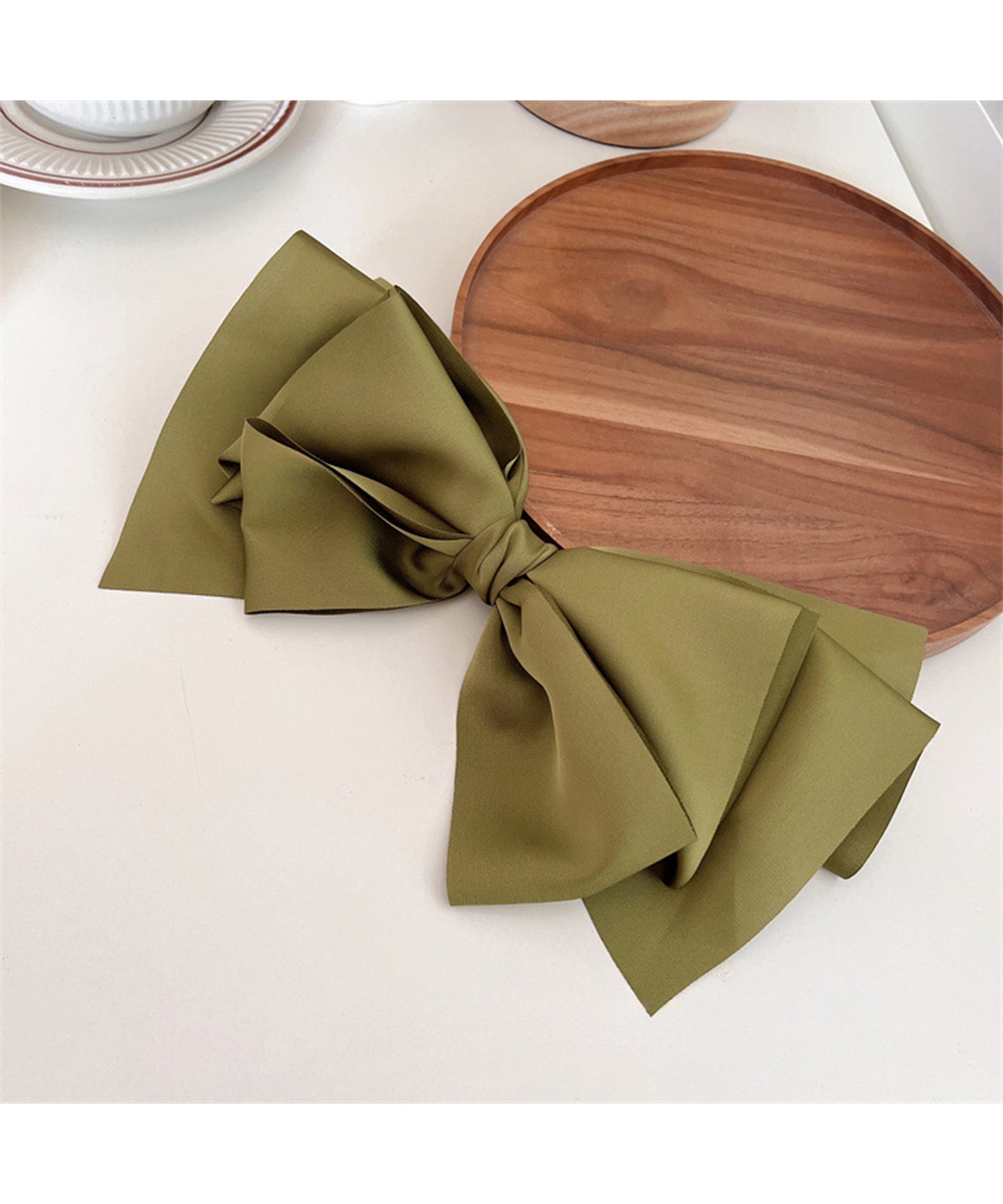 サテン調 ビッグ リボン ヘア バレッタ