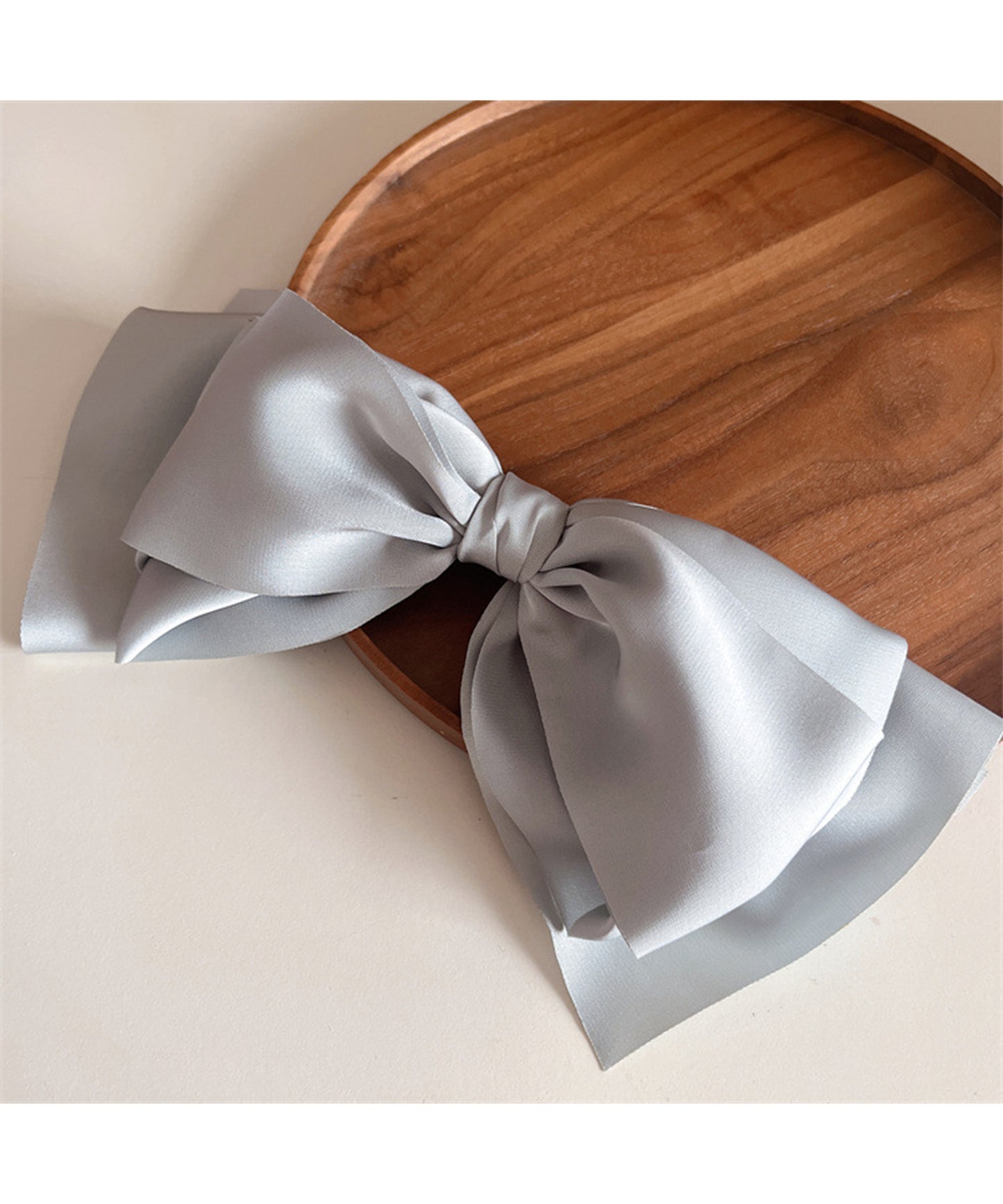 サテン調 ビッグ リボン ヘア バレッタ