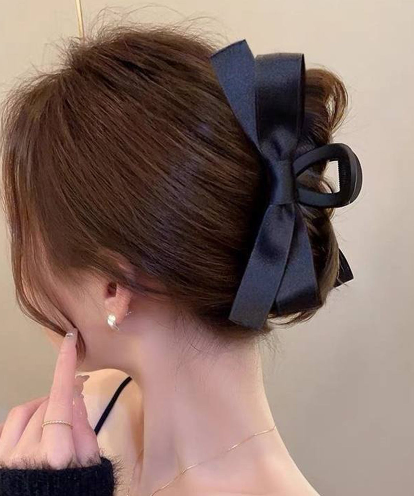 ソリッドカラー ビッグ リボン ヘア バンスクリップ