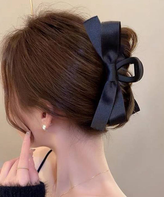 ソリッドカラー ビッグ リボン ヘア バンスクリップ