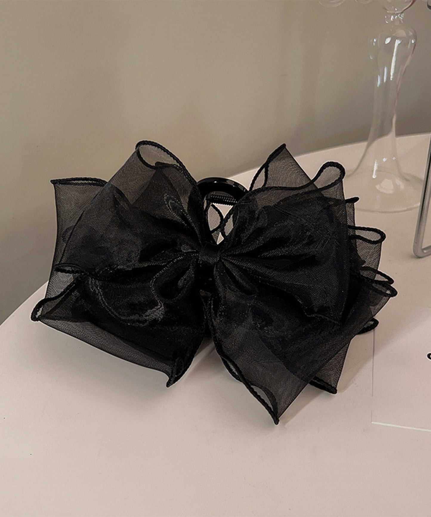 シフォン レイヤード リボン ヘア バンスクリップ