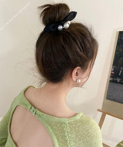 3連 パール ライン リボン ヘアゴム