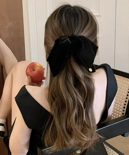 ベロア調 ビッグ リボン ヘア クリップ
