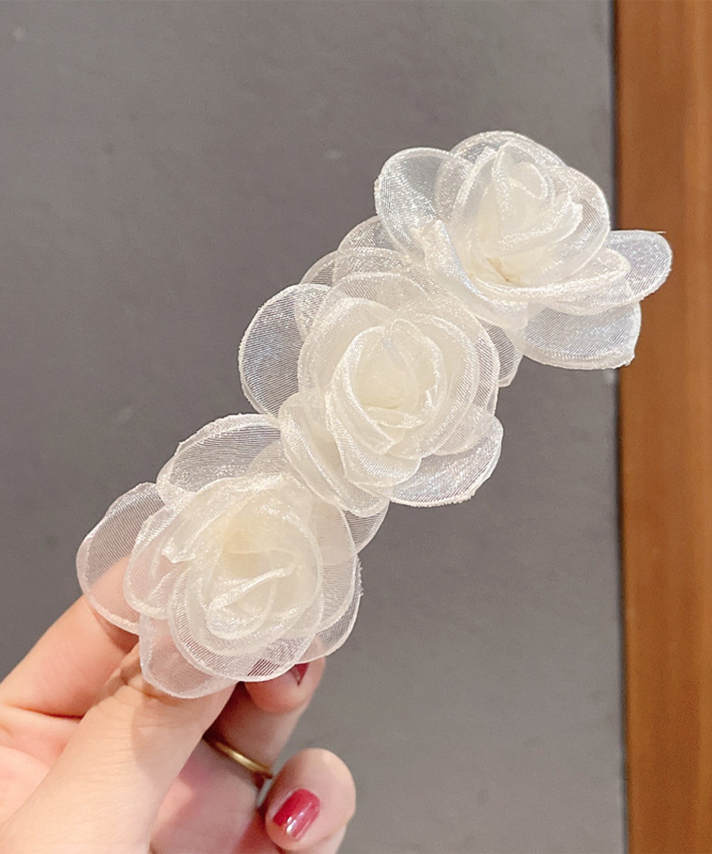 【2点セット】 3連 ローズ ヘア バレッタ