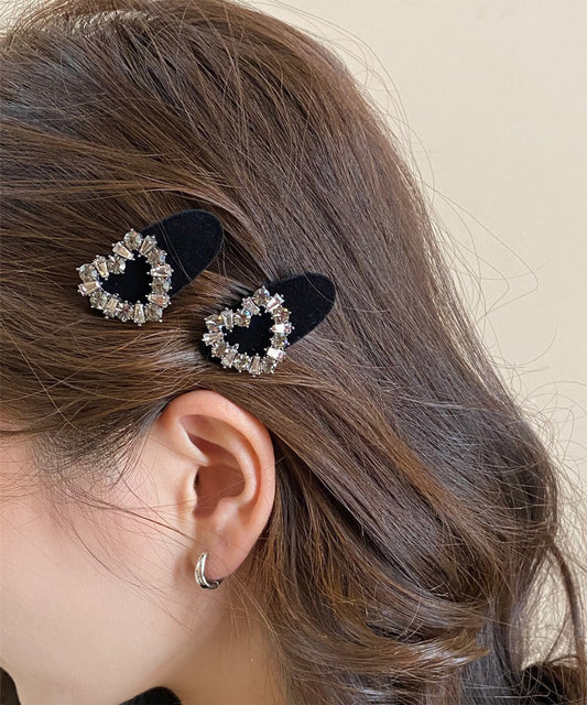 【2点セット】ビジュー モチーフ ベロア ヘア クリップ