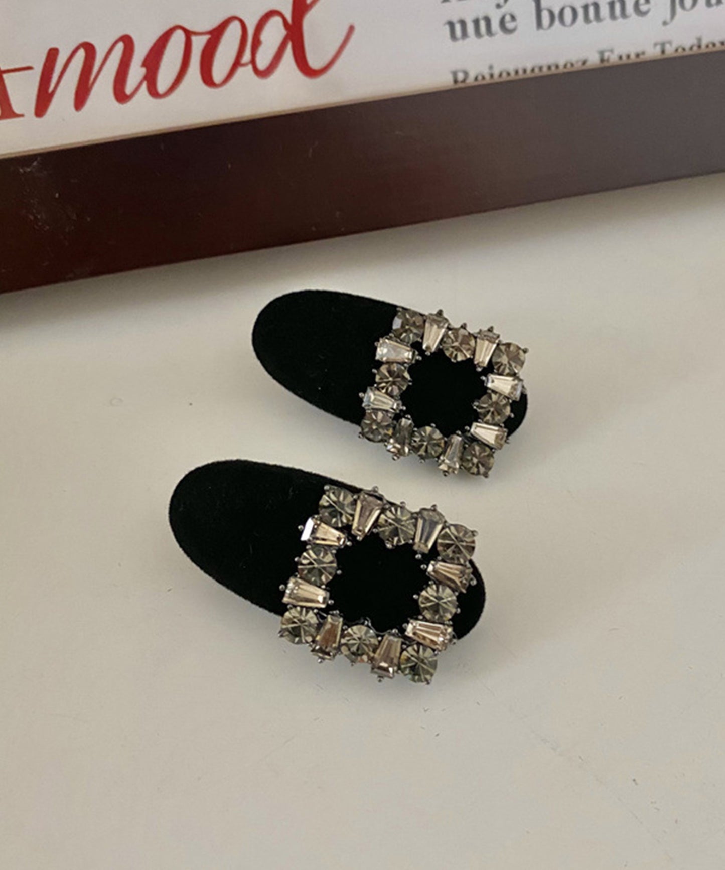 【2点セット】ビジュー モチーフ ベロア ヘア クリップ