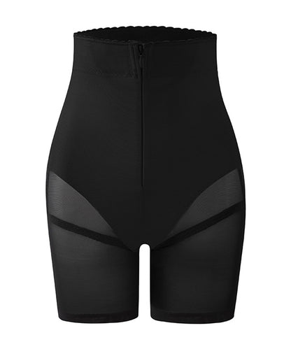 フロントジップ ハイウエスト シンプル メッシュ ガードル