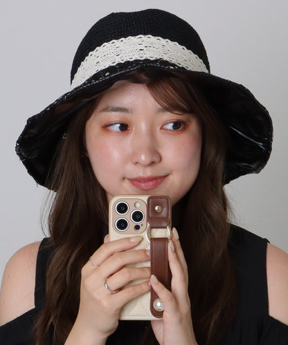 花柄 レース レイヤード リボン ハット