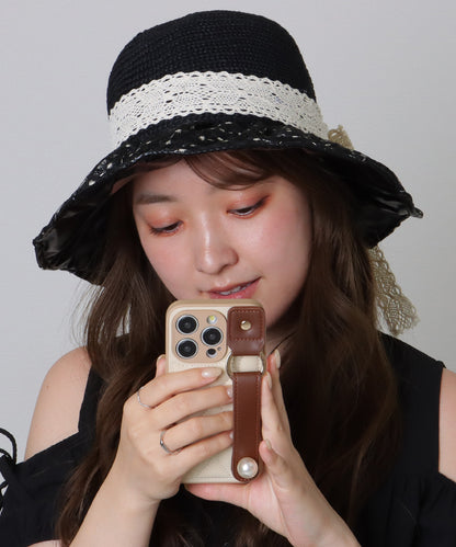 花柄 レース レイヤード リボン ハット