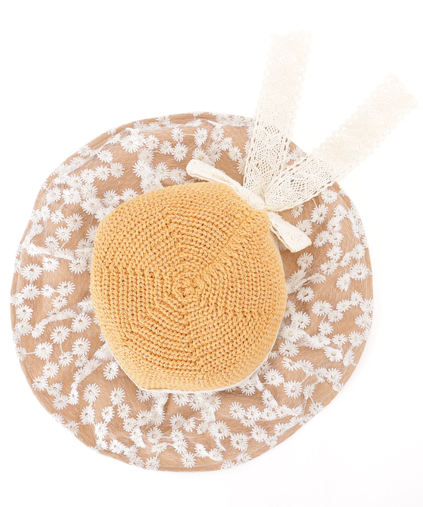 花柄 レース レイヤード リボン ハット