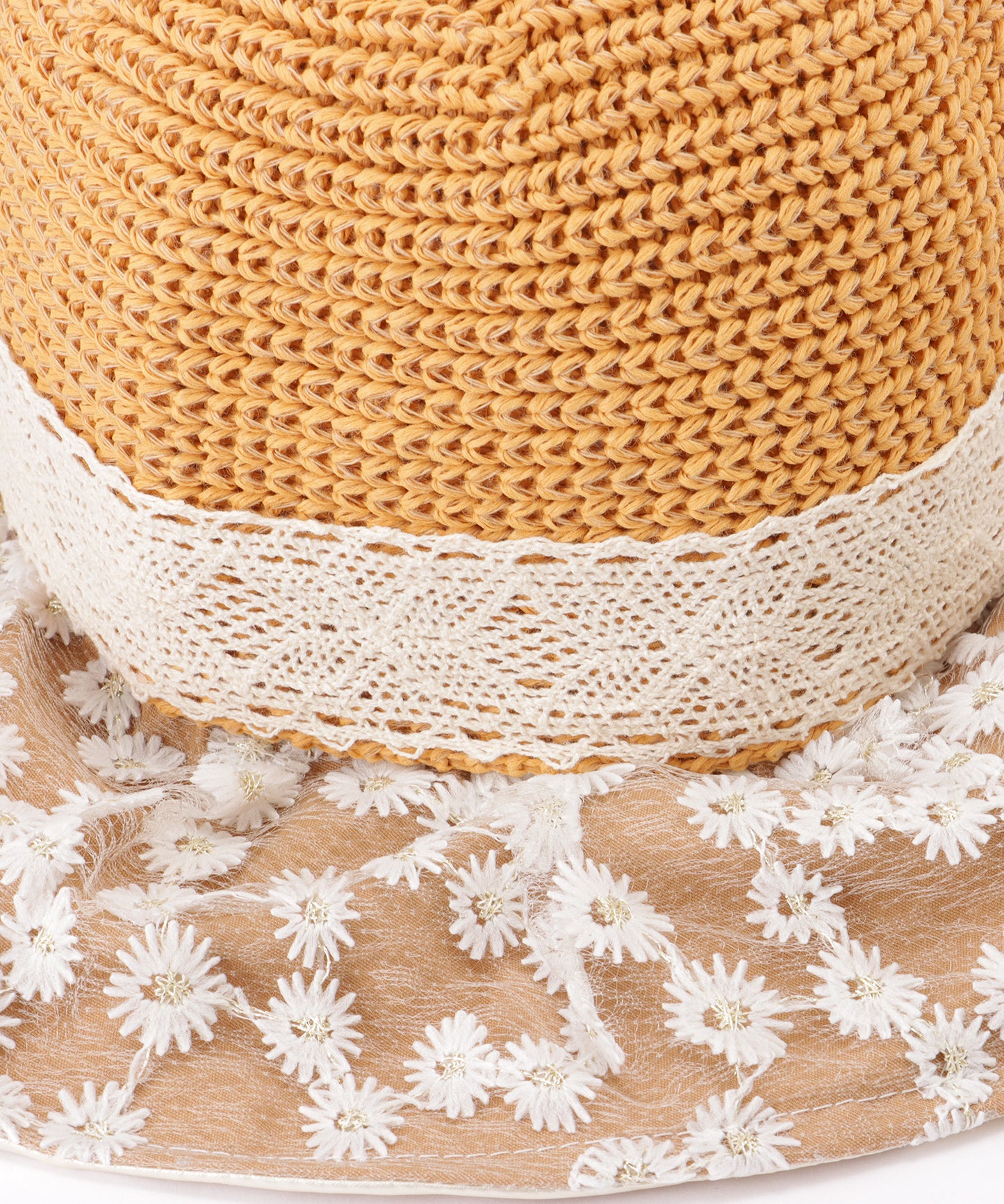 花柄 レース レイヤード リボン ハット