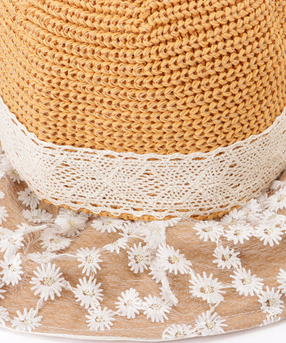 花柄 レース レイヤード リボン ハット