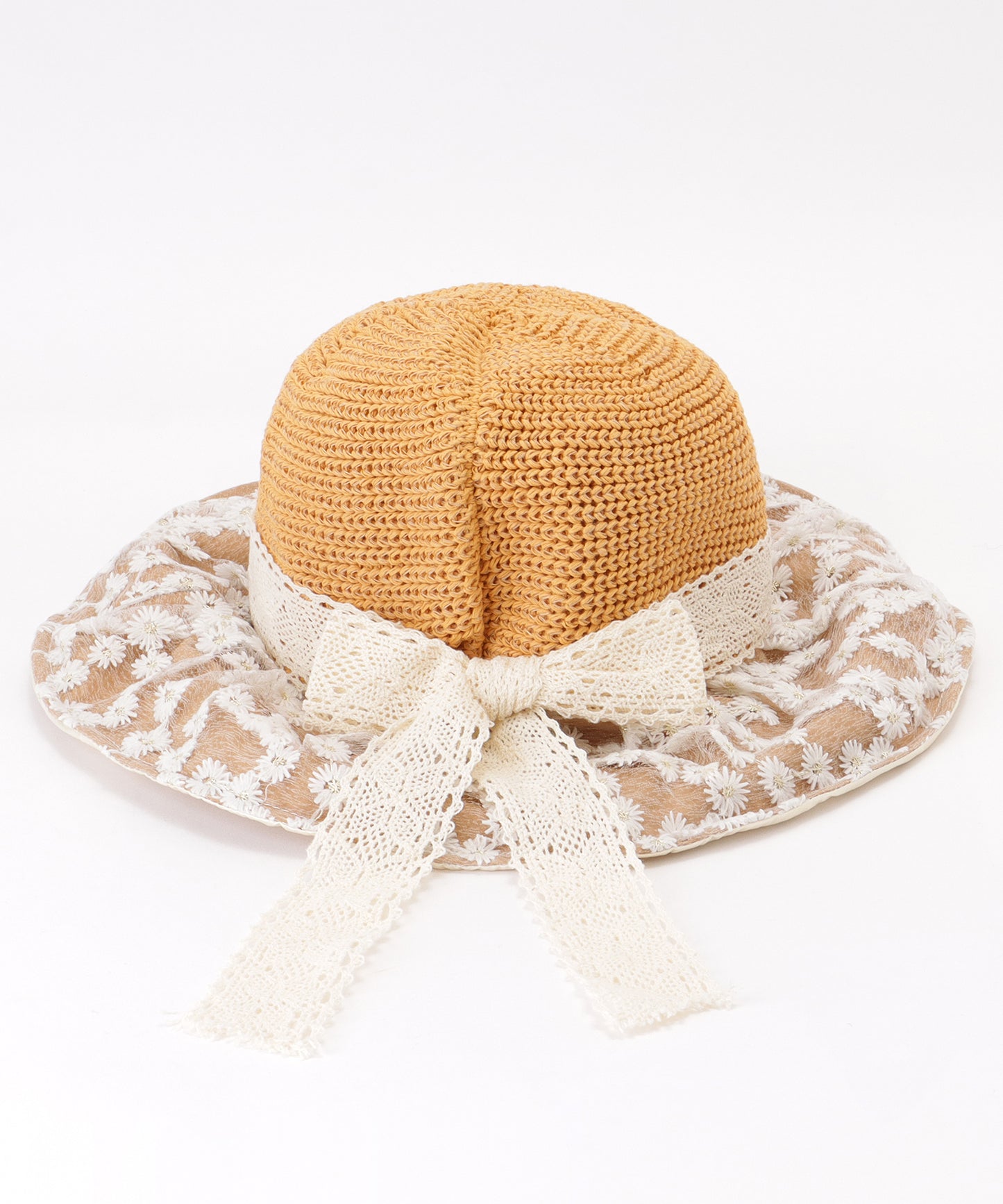 花柄 レース レイヤード リボン ハット