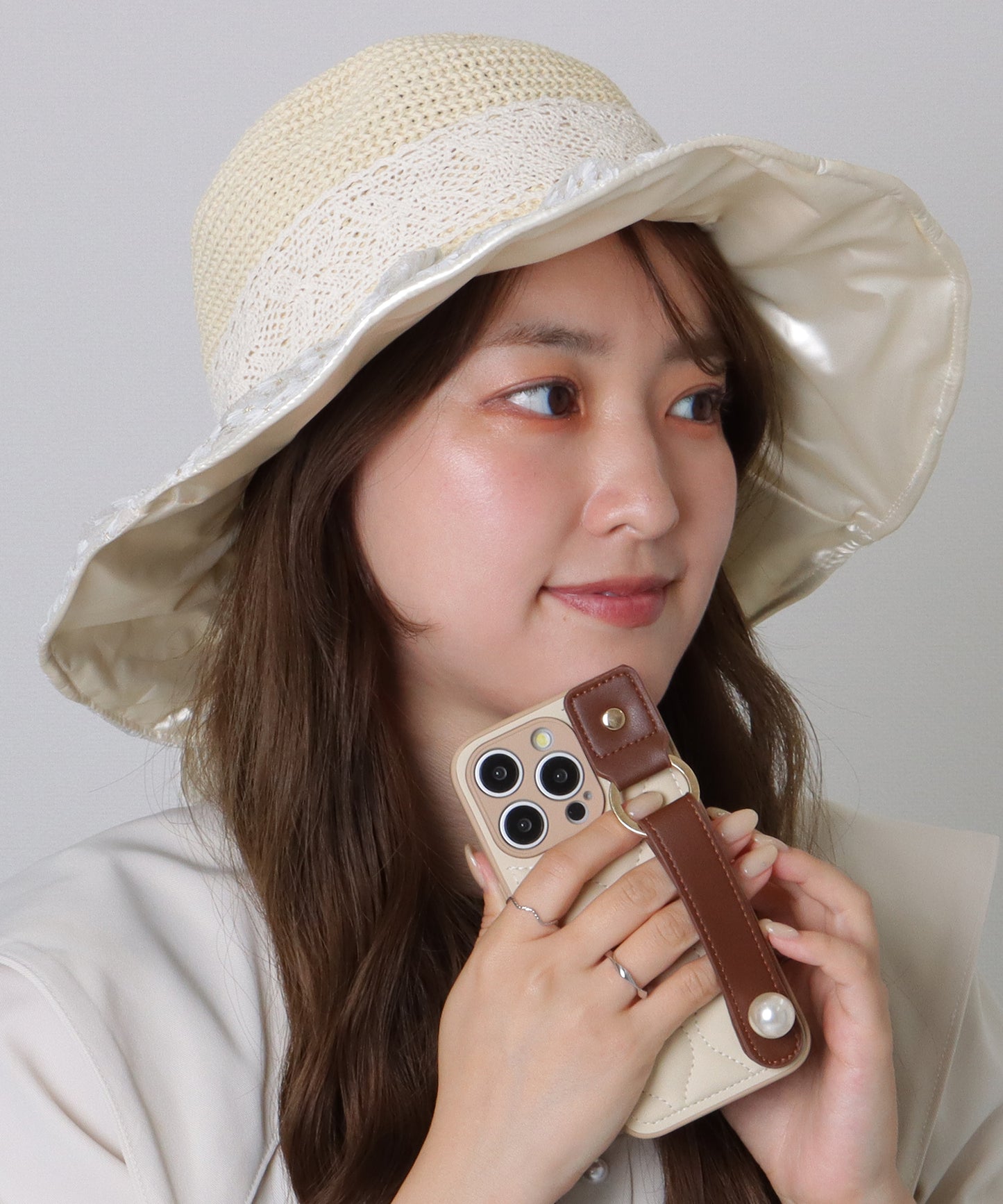 花柄 レース レイヤード リボン ハット