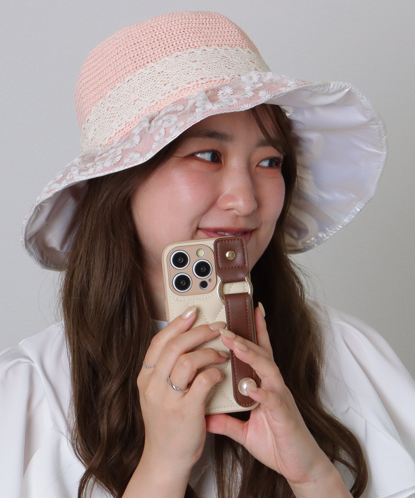 花柄 レース レイヤード リボン ハット