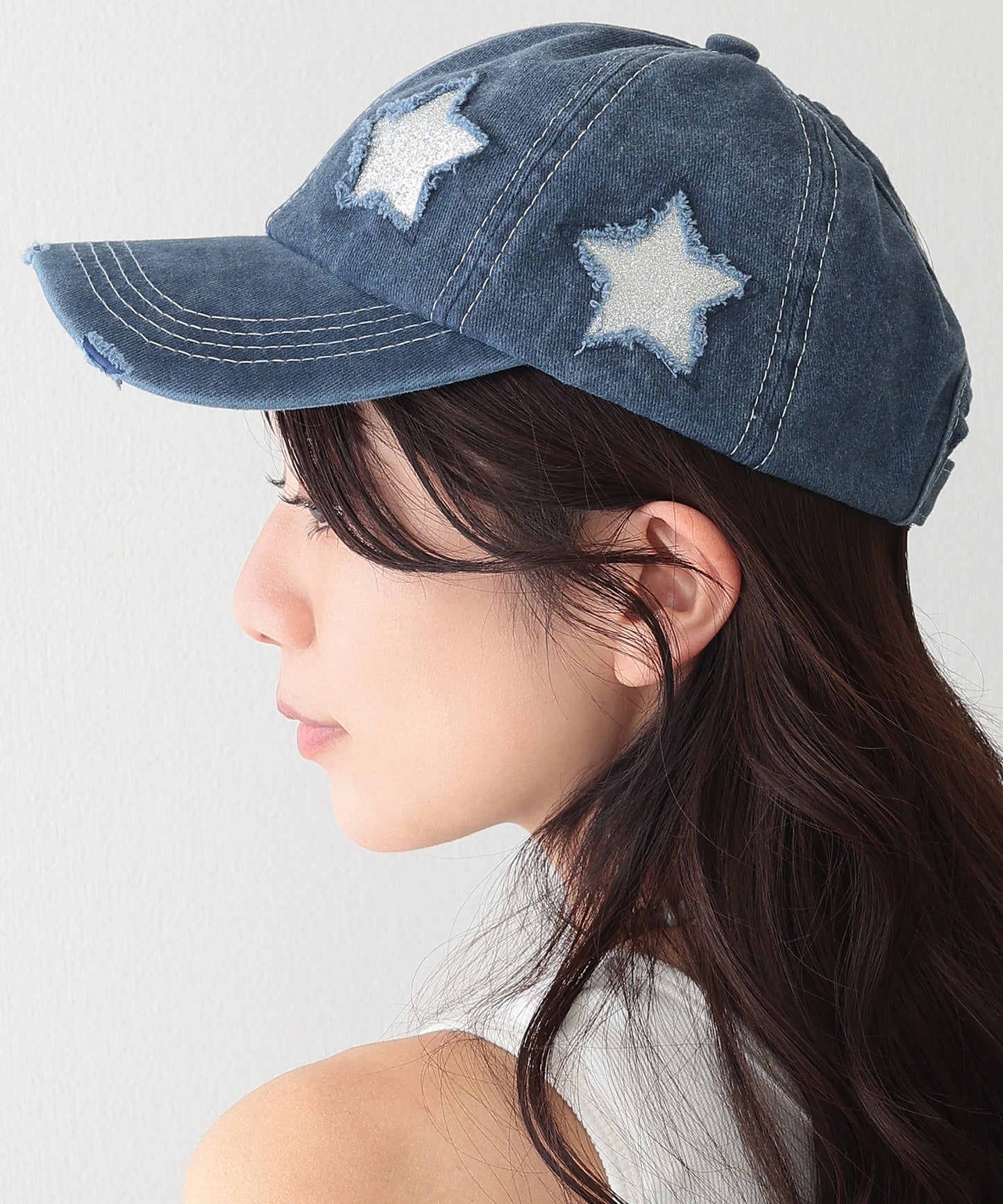ダメージ 星 ステッチ ベースボール キャップ