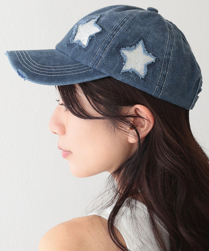 ダメージ 星 ステッチ ベースボール キャップ