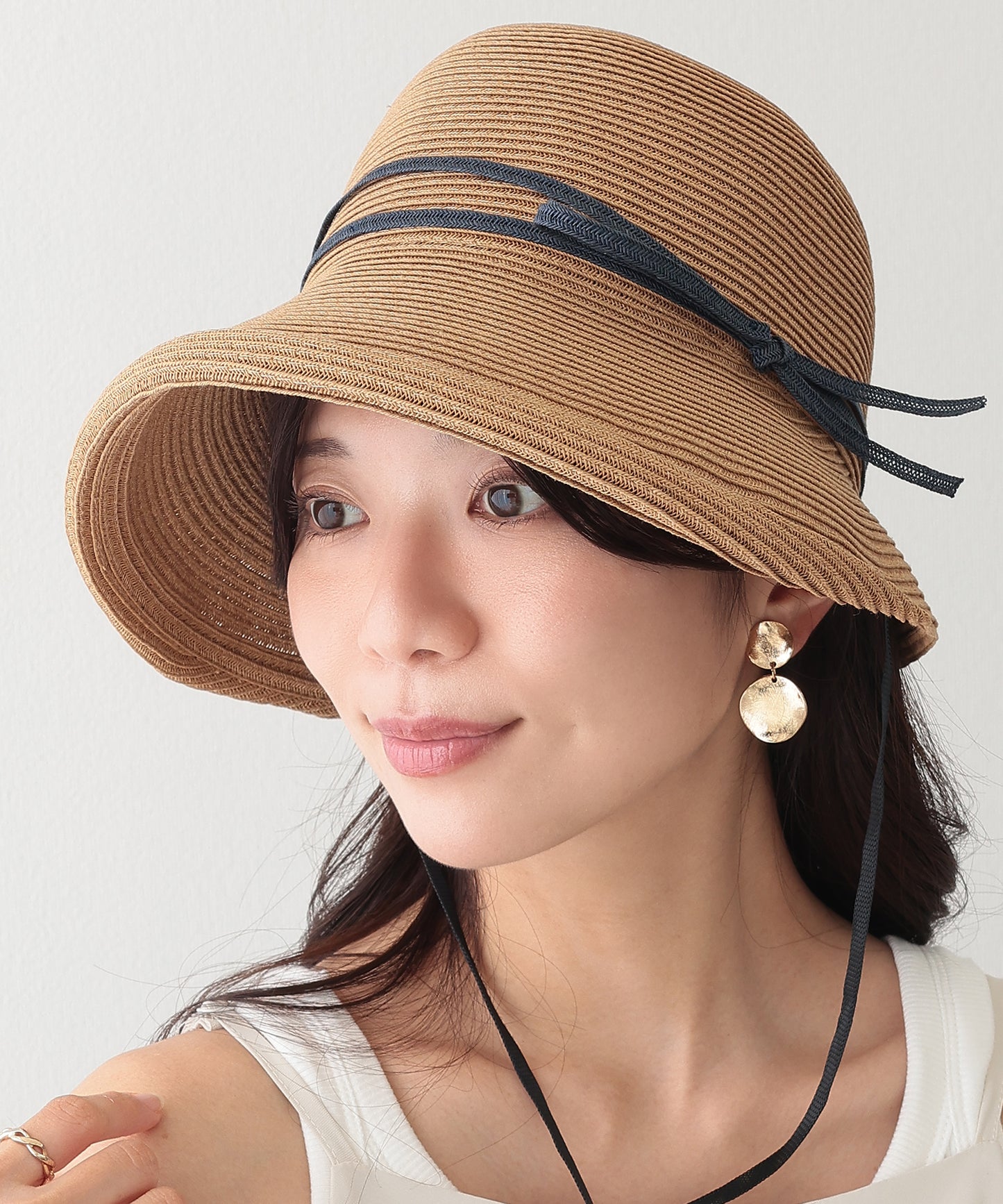 リボン付き ストロー クロッシェ ハット
