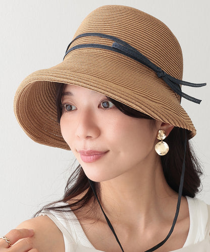 リボン付き ストロー クロッシェ ハット