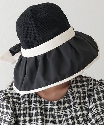 バック リボン ギャザー ワイヤー ビッグ ハット