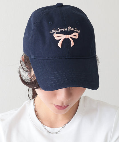 リボン 刺繍 ソリッドカラー ベーシック キャップ