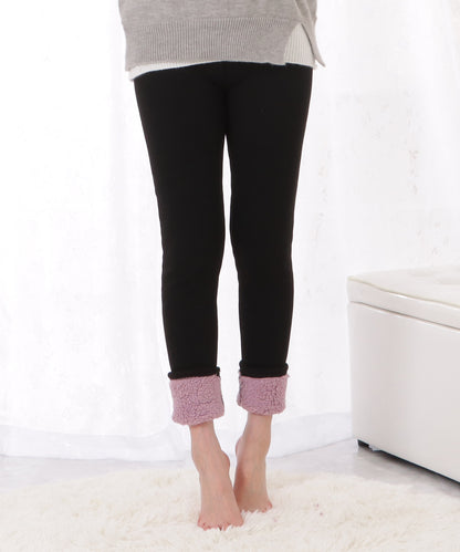 裏起毛細見えリブカラー10分丈レギンス