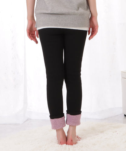 裏起毛細見えリブカラー10分丈レギンス