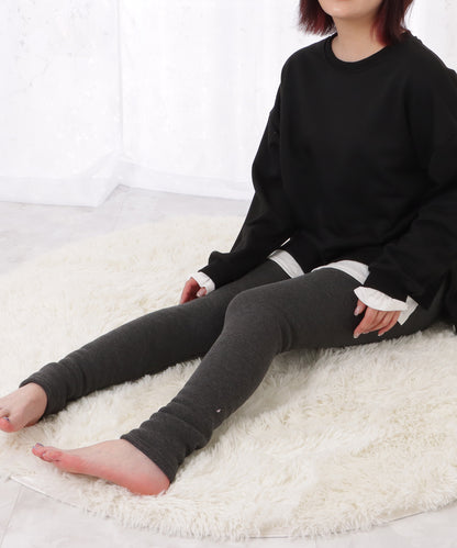 裏起毛細見えリブカラー10分丈レギンス