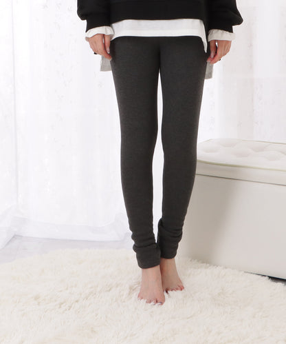 裏起毛細見えリブカラー10分丈レギンス