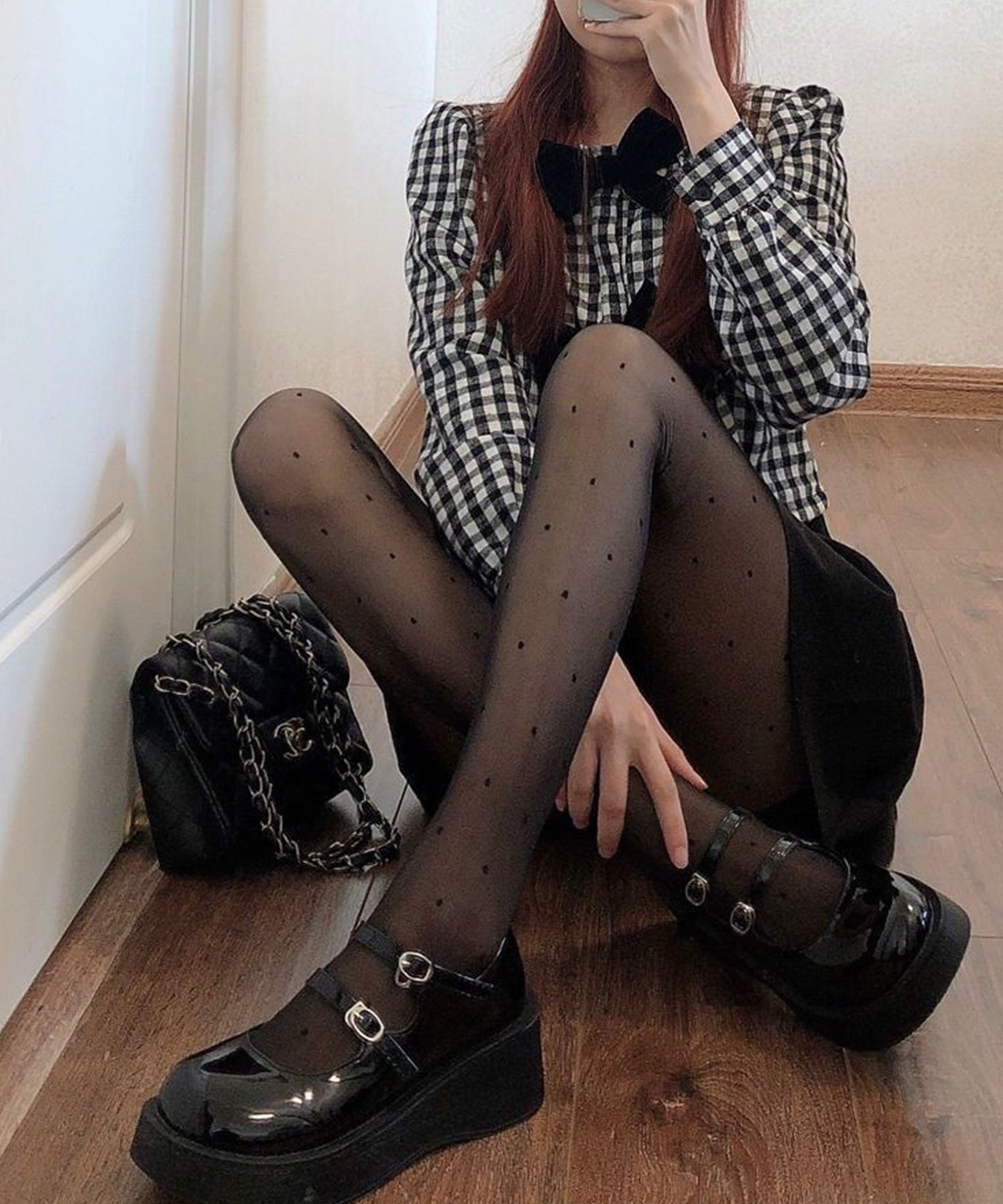 【5足セット】 フレンチ ドット シアー ラッセルタイツ