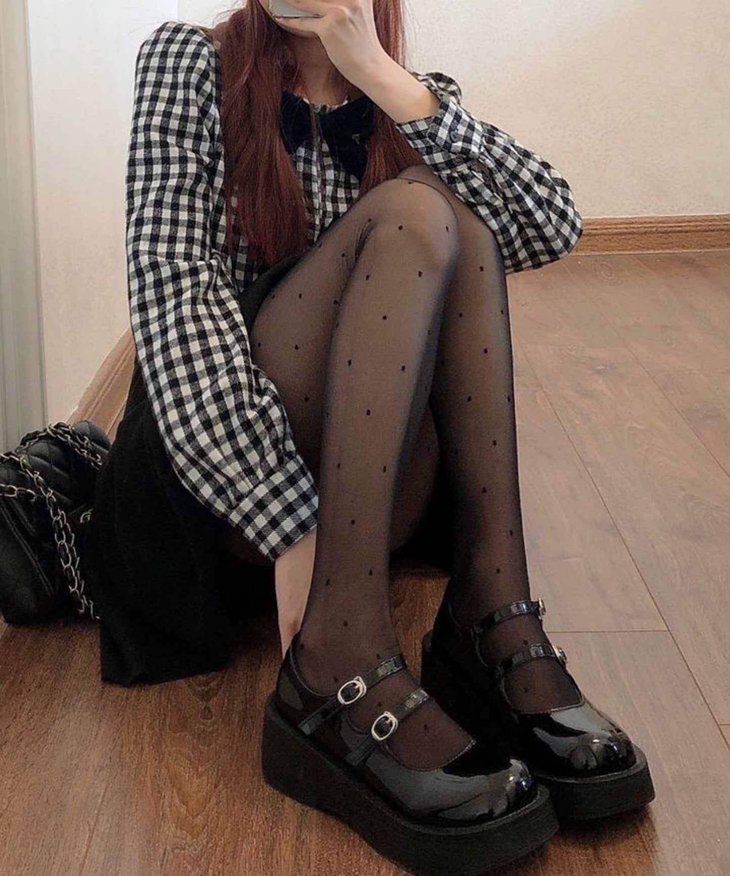 【5足セット】 フレンチ ドット シアー ラッセルタイツ