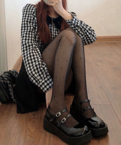 【5足セット】 フレンチ ドット シアー ラッセルタイツ