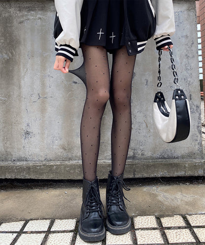 【5足セット】 フレンチ ドット シアー ラッセルタイツ