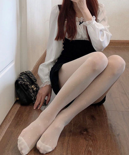 【5足セット】 フレンチ ドット シアー ラッセルタイツ