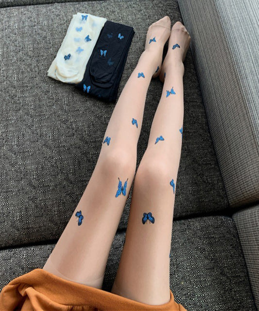 【3足セット】 配色 バタフライ ドット シアー タイツ