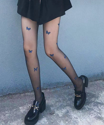 【3足セット】 配色 バタフライ ドット シアー タイツ