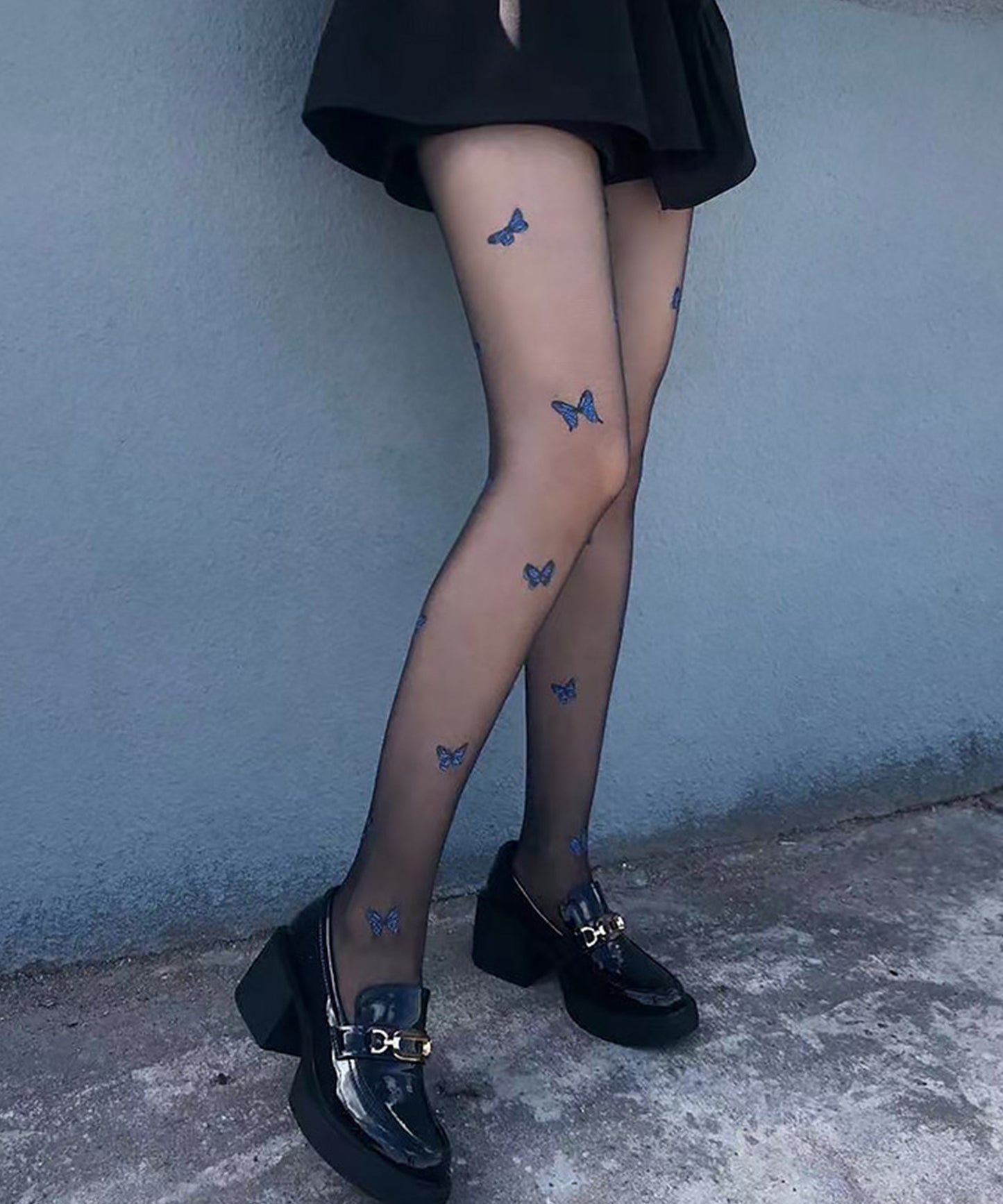 【3足セット】 配色 バタフライ ドット シアー タイツ