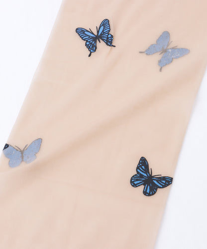 【3足セット】 配色 バタフライ ドット シアー タイツ