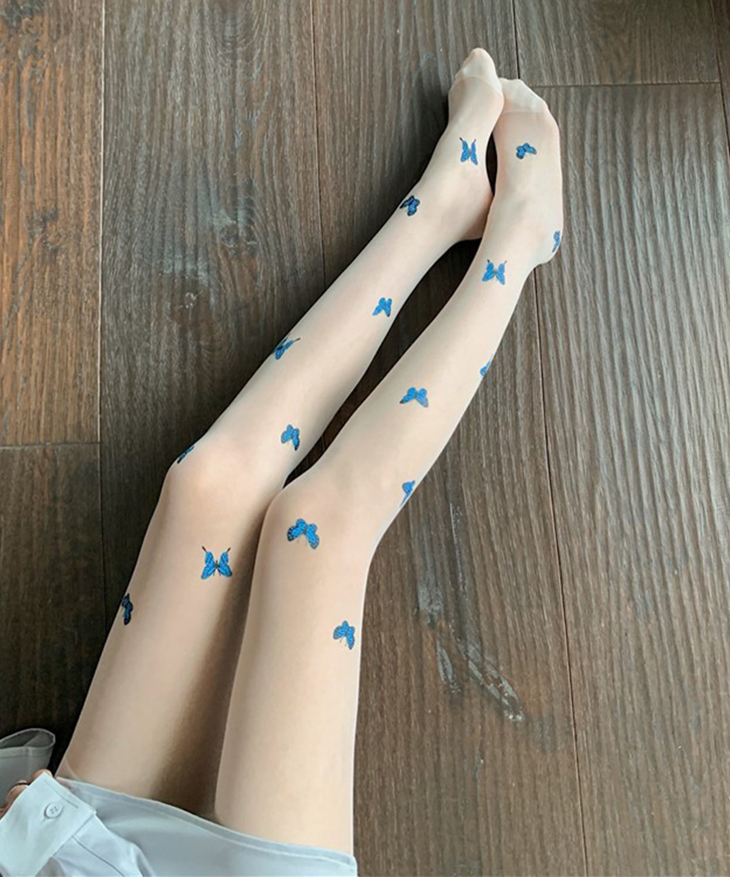 【3足セット】 配色 バタフライ ドット シアー タイツ