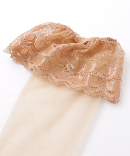 【3足セット】 レース ドッキング ニーハイ シアー ストッキング