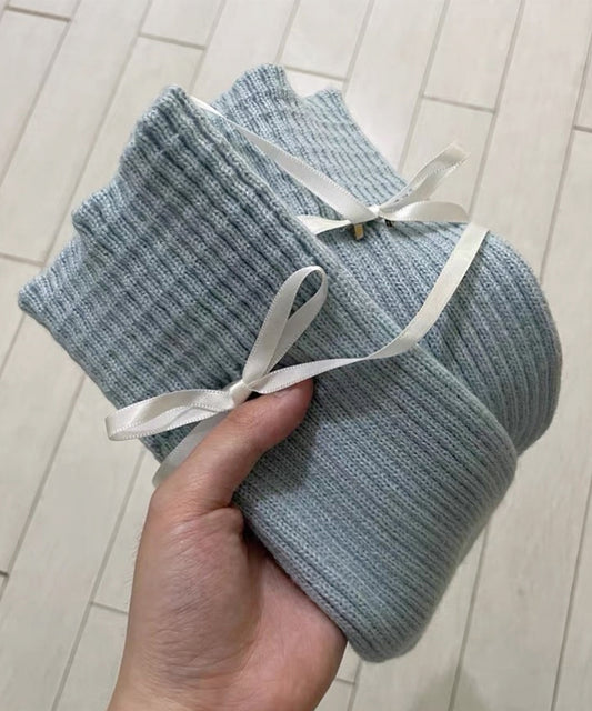 ソリッドカラー リボン付き ニット レッグ カバー