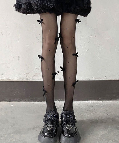 メニー リボン パール シアー ストッキング