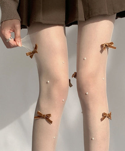 メニー リボン パール シアー ストッキング