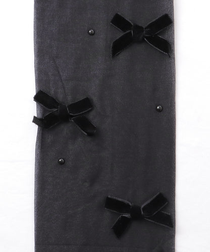 メニー リボン パール シアー ストッキング